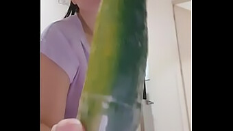 Latina Babe Spits Cucumber For Anal Pleasure