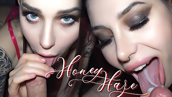 น้องสาว Honey Haze ทําการสั่งสอนและกลืนน้ําเชื่อม