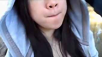 My Adorable Asian Girlfriend Gives Me Oral Sex And Swallows My Load In Public