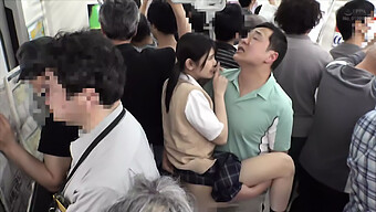 Cumshot Delight With A Tongue-Tied Asian Teen In Public