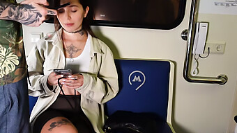 Public Train Sex With A Hot Babe!