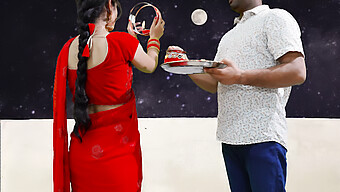 Indian Wife Karva Chauth Special: Newlywed Priya Enjoys Oral Pleasure In The Open Air