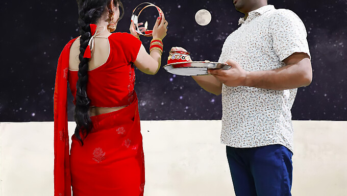 Indian Wife Karva Chauth Special: Newlywed Priya Enjoys Oral Pleasure In The Open Air