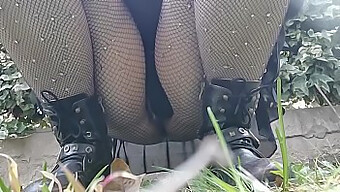 Discover The Secret Of Public Pissing With A Fishnet Wife