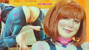 My Hero Academia Fanfiction: Uravity Cosplays As Midoriya And Tries Not To Cum During Machine Sex At Spooky Boogie Festival