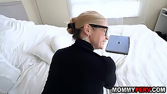 Blonde Milf'S Stepson Catches Her Watching Hardcore Sex